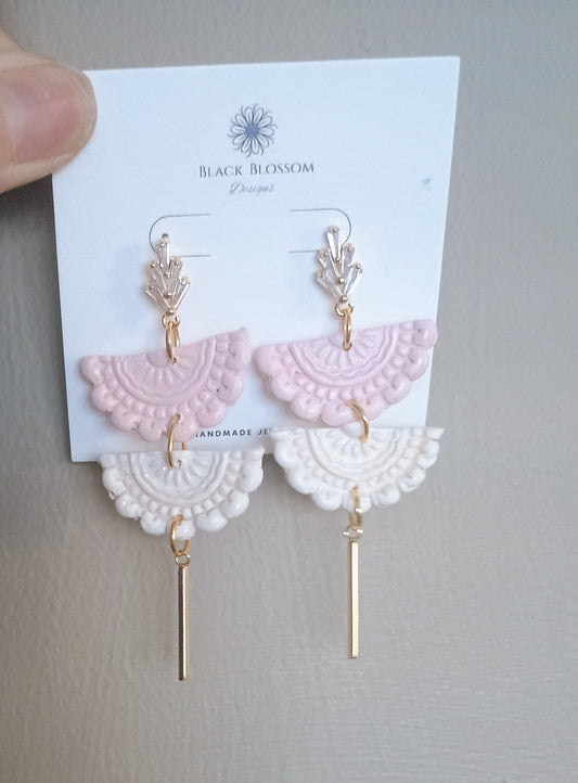 Pink and White Mandala Earrings