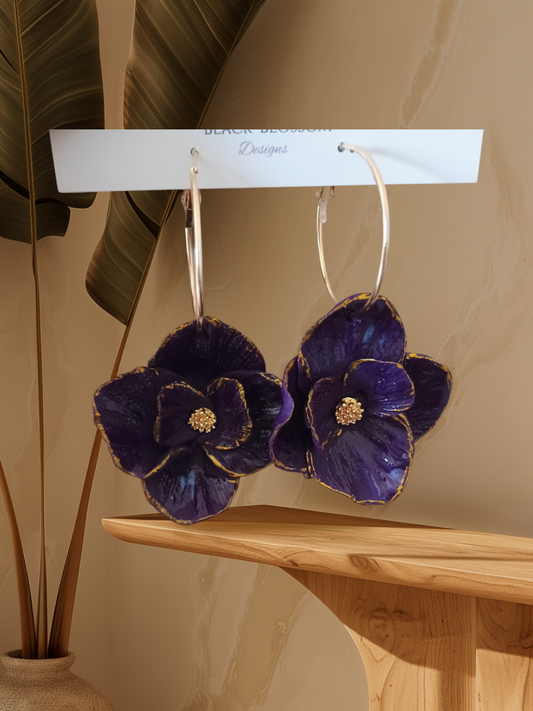Purple Flower Earrings
